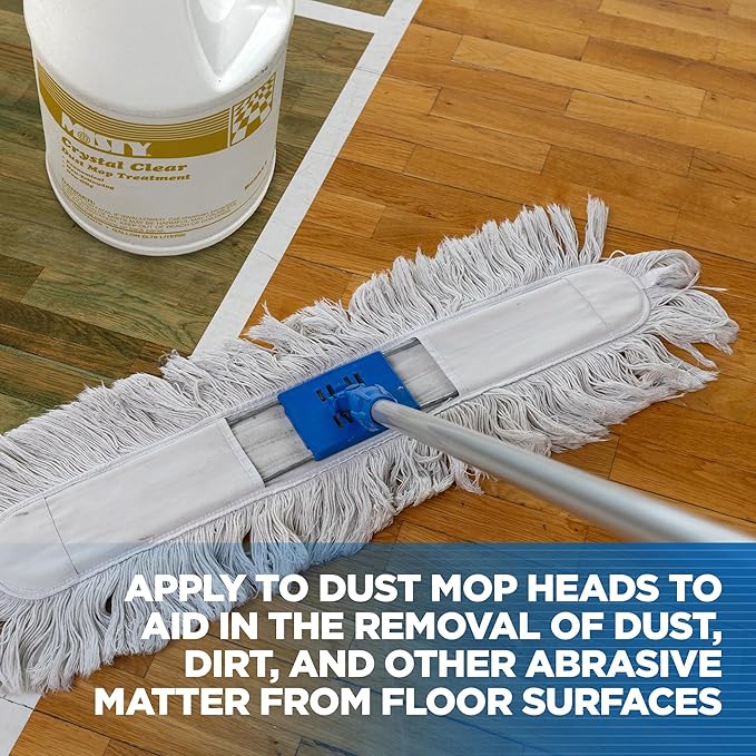 MISTY Crystal Clear Dust Mop Treatment - 1 Gallon (Case of 4) 1003411 - Helps in Removal of Dirt, and Abrasive Matter from Wood, Asphalt, Linoleum, Vinyl, VCT, Rubber, Concrete, and Gym Floors