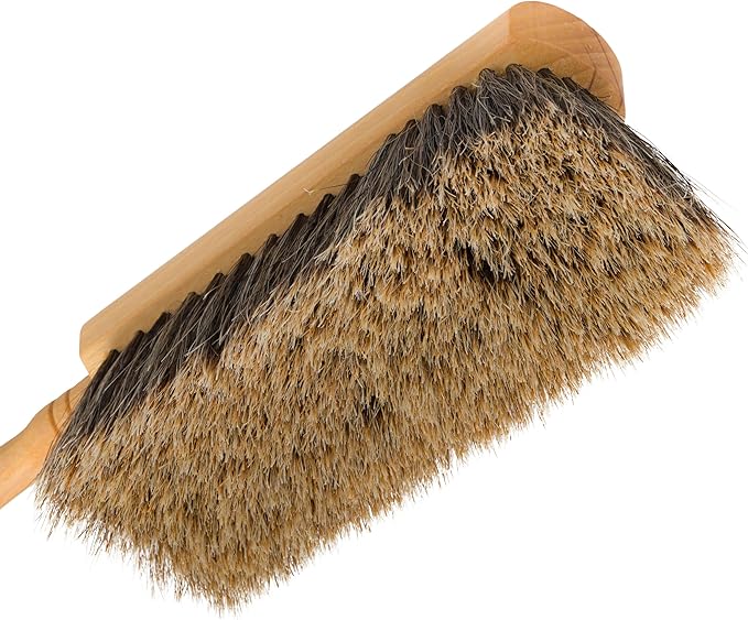 REDECKER Horsehair Hand Brush with Oiled Beechwood Handle, 11-3/4-Inches - Horsehair Brush for Kitchen - Hand Brush Horse Hair Wooden - Horse Hair Hand Broom - Horse Hair Bench Brush