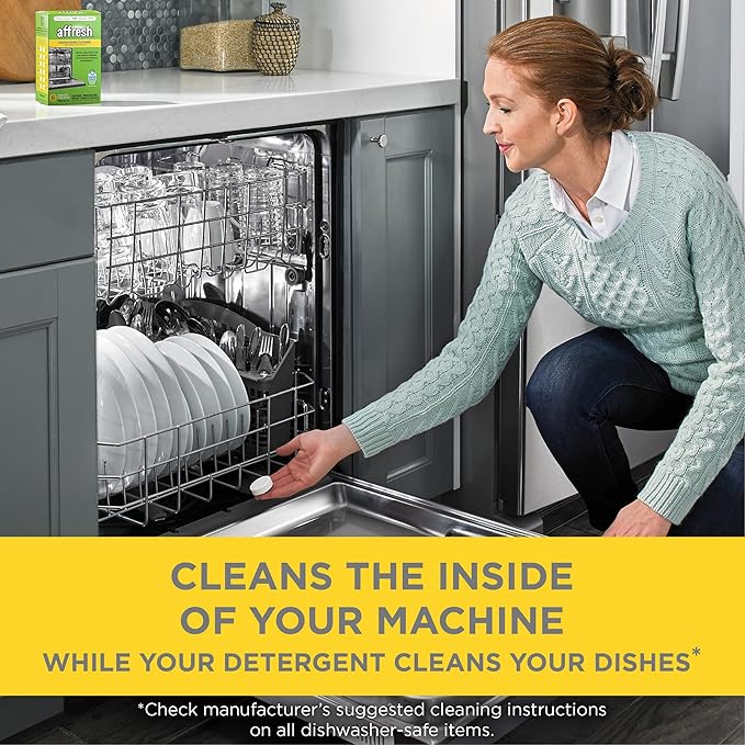 Affresh Dishwasher Cleaner, Helps Power Away Odor Causing Bacteria, Limescale, Mineral Deposits & Grime Inside Pump, Tub & Hoses, 12 Tablets, 1 Year Supply [2 Pack]